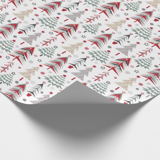 Kerstkerstbomen met kerstbomen cadeaupapier (Hoek)