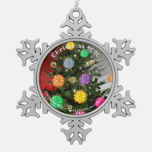 kerstkerstboom 2020 met kerstcadeautjes tin sneeuwvlok ornament (Voorkant)