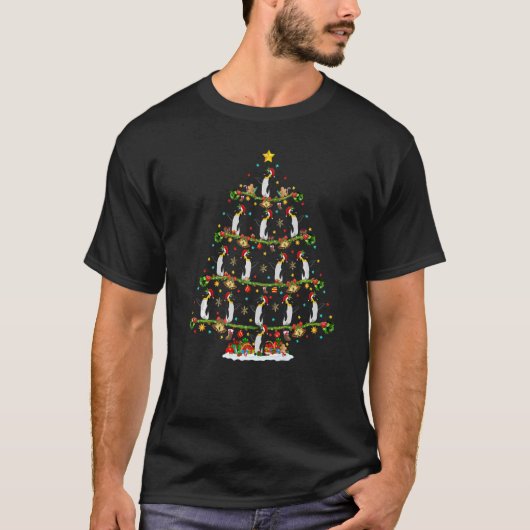 Kerstkerstboom, kerstman, pinguïn t-shirt (Voorkant)