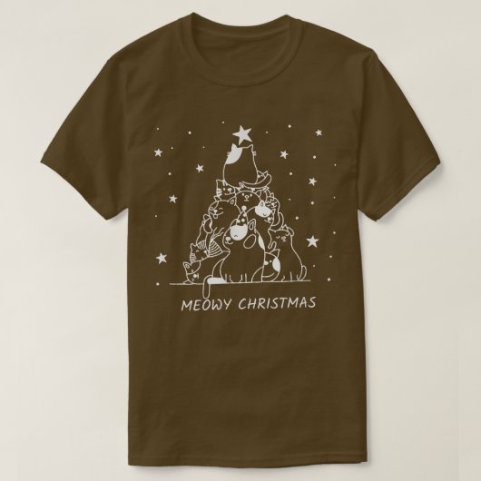 Kerstkerstboom, Merry Meowy Cats T-shirt (Design voorkant)