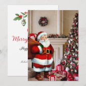 kerstkerstboom met kerstkerstmis - Handtekening pe Feestdagenkaart (Voorkant / Achterkant)