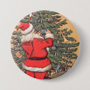 Kerstkerstboom voor kerstvakantie ronde button 7,6 cm