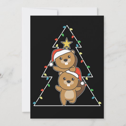 Kerstkerstboombeestjes met kerstbomen feestdagenkaart (Voorkant)