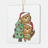 Kerstkerstboombeestjes met kerstbomen keramisch ornament (Links)