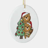 Kerstkerstboombeestjes met kerstbomen keramisch ornament (Rechts)