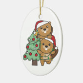 Kerstkerstboombeestjes met kerstbomen keramisch ornament (Links)