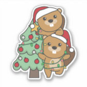 Kerstkerstboombeestjes met kerstbomen sticker (Voorkant)