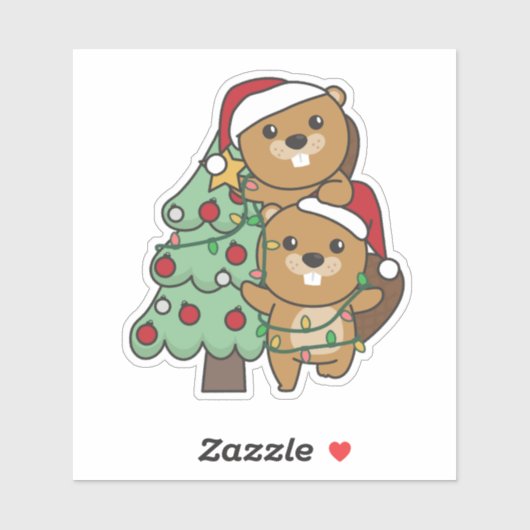 Kerstkerstboombeestjes met kerstbomen sticker (Vel)