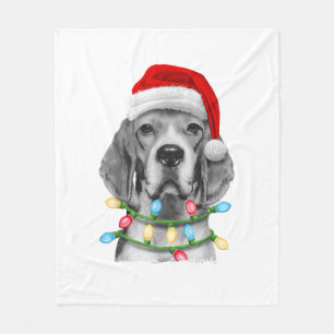 Kerstkerstboomverlichting met beagle kerstbomen - fleece deken