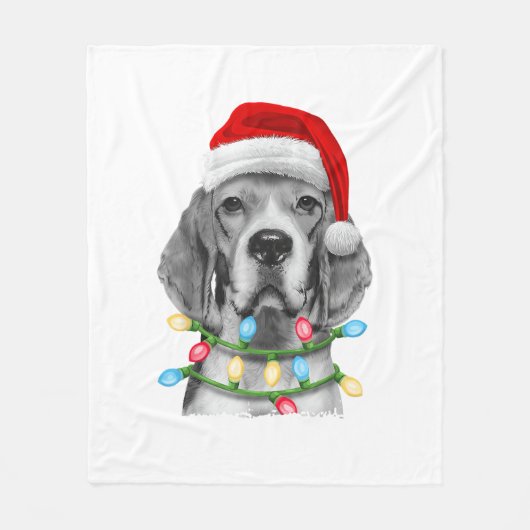 Kerstkerstboomverlichting met beagle kerstbomen - fleece deken (Voorkant)