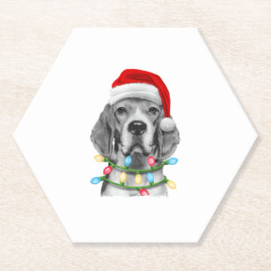 Kerstkerstboomverlichting met beagle kerstbomen - kartonnen onderzetters