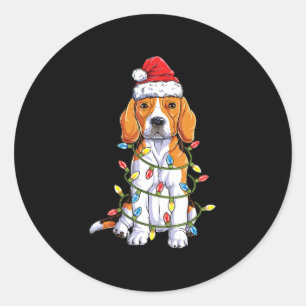 Kerstkerstboomverlichting met beagle kerstbomen ronde sticker