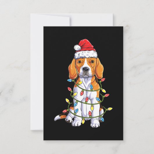 Kerstkerstboomverlichting met beagle kerstbomen RSVP kaartje (Voorkant)