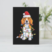 Kerstkerstboomverlichting met beagle kerstbomen RSVP kaartje (Staand voorkant)