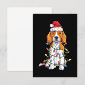 Kerstkerstboomverlichting met beagle kerstbomen RSVP kaartje (Voorkant / Achterkant)