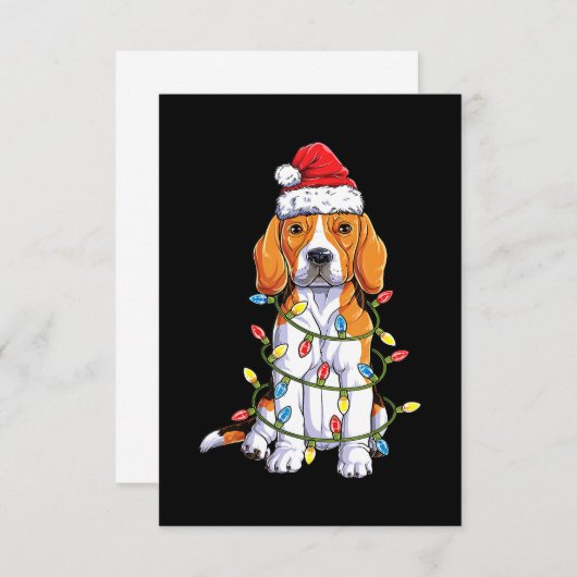 Kerstkerstboomverlichting met beagle kerstbomen RSVP kaartje (Voorkant / Achterkant)
