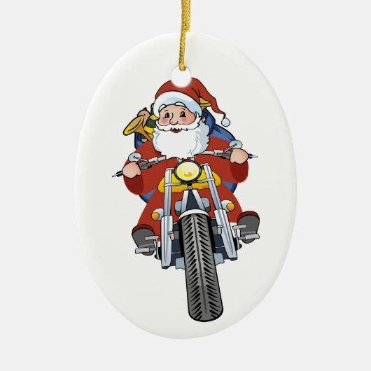 Kerstkerstboomversiering voor de motorfiets keramisch ornament (Voorkant)