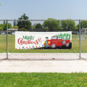Kerstkerstboomwagen en kerstboom spandoek (Insitu)