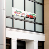 Kerstkerstboomwagen en kerstboom spandoek (Buitenkant Gebouw)