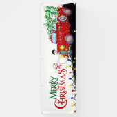 Kerstkerstboomwagen en kerstboom spandoek (Verticaal)