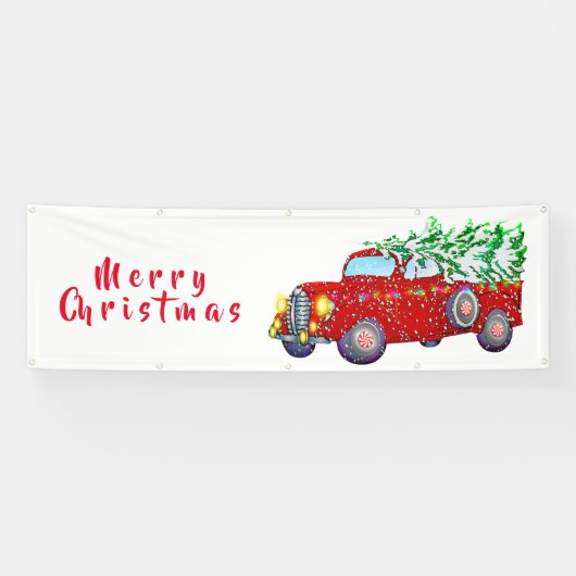 Kerstkerstboomwagen en kerstboom spandoek (Horizontaal)