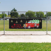 Kerstkerstboomwagen en kerstboom spandoek (Insitu)