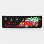 Kerstkerstboomwagen en kerstboom spandoek (Horizontaal)