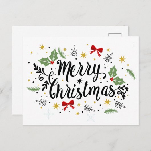 KerstkerstBriefkaart - Vrolijk kerstfeest Feestdagenkaart (Voorkant / Achterkant)