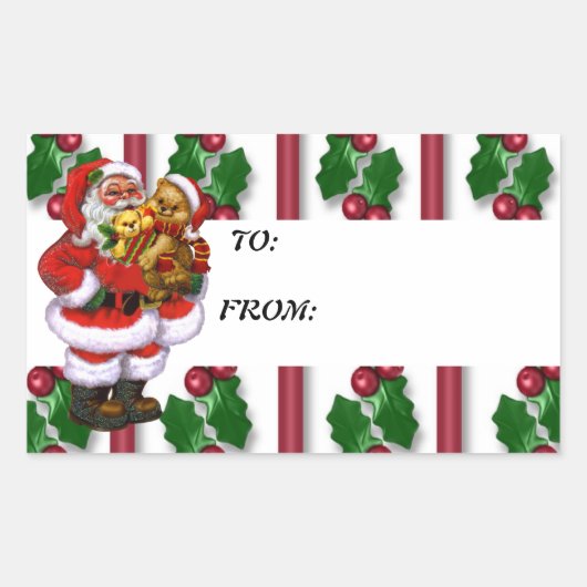 Kerstkerstcadeau-Label Rechthoekige Sticker (Voorkant)