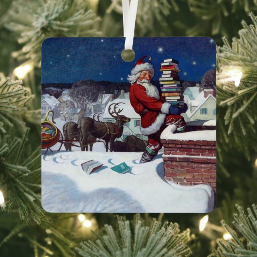 Kerstkerstcadeau voor boeken metalen ornament (Insitu)