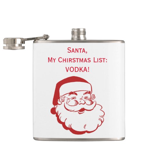 kerstkerstcadelijst Funny Vodka aangepast Heupfles (Geopend)