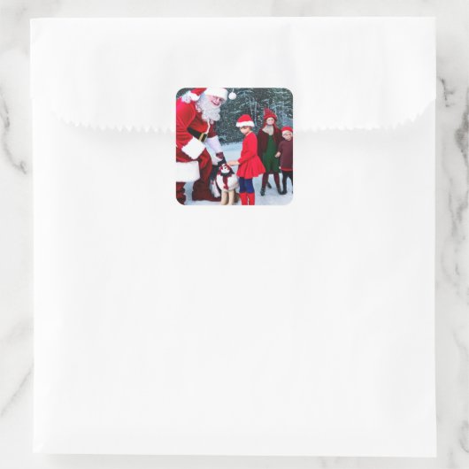 Kerstkerstclausule met Elfs Vierkante Sticker (Tas)