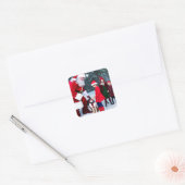 Kerstkerstclausule met Elfs Vierkante Sticker (Envelop)