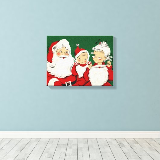  kerstkerstfamilie canvas afdruk (Insitu (Houten vloer))