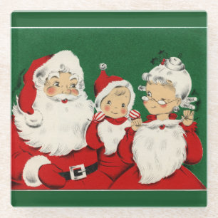 kerstkerstfamilie glazen onderzetter
