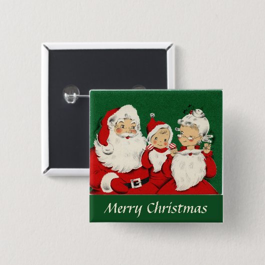  kerstkerstfamilie vierkante button 5,1 cm (Voorkant /achterkant)