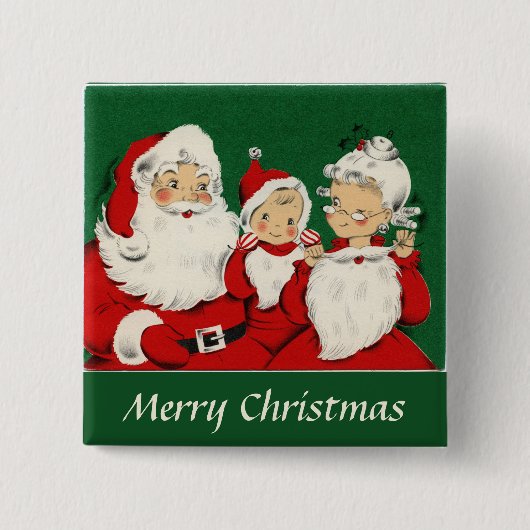  kerstkerstfamilie vierkante button 5,1 cm (Voorkant)