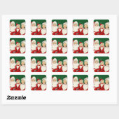 kerstkerstfamilie vierkante sticker (Vel)