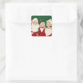 kerstkerstfamilie vierkante sticker (Tas)