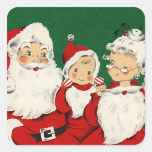 kerstkerstfamilie vierkante sticker