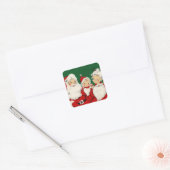 kerstkerstfamilie vierkante sticker (Envelop)
