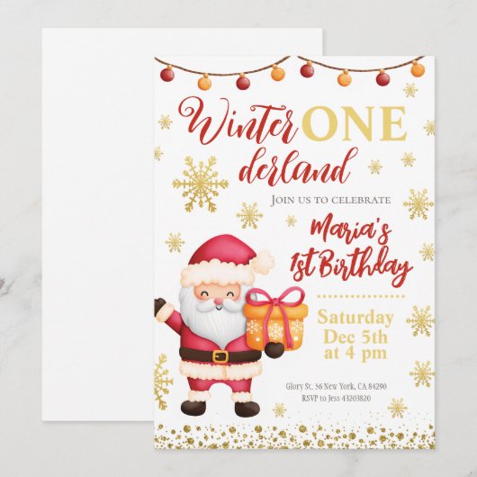 Kerstkerstfeestdag — uitnodiging (Voorkant / Achterkant)