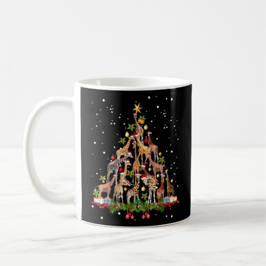 Kerstkerstfeestjes met Giraffe als beenderboom Koffiemok (Links)