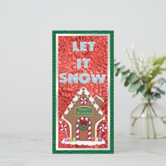 KerstkerstflatKaart in Santa Workshop (Staand voorkant)