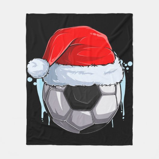 KerstkerstFootball Voetbal in Santa Clau Fleece Deken (Voorkant)