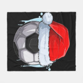KerstkerstFootball Voetbal in Santa Clau Fleece Deken (Voorkant (Horizontaal))
