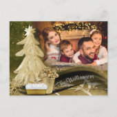 Kerstkerstfoto met gouden kerstbomen briefkaart (Voorkant)