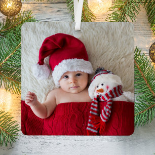 Kerstkerstfoto's Baby Foto Birth Stats Metalen Ornament
