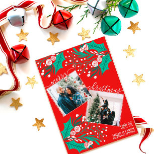 Kerstkerstfoto's met openingen voor kerstmis feestdagen kaart