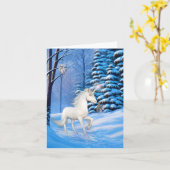 kerstkerstkaart met Unicorn fantasy Kaart (Gele Bloem)